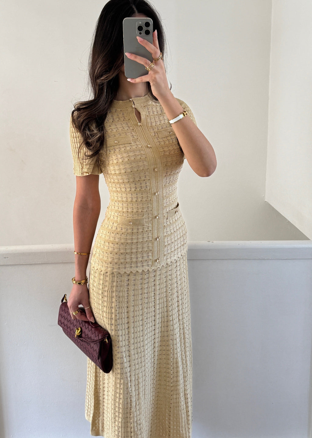 Almaz Strickkleid – Beige