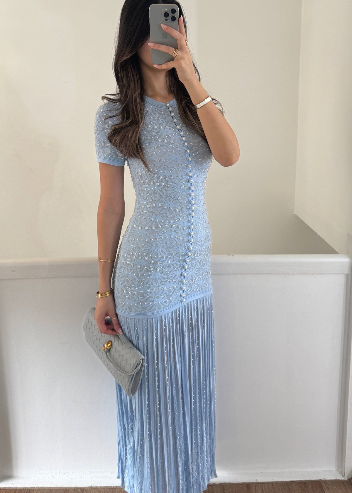 Elara Perlenkleid – Hellblau